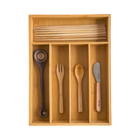 Premium Bamboo Drawer Organizer | Utensil Organizer for Kitchen | Housewarming Gift