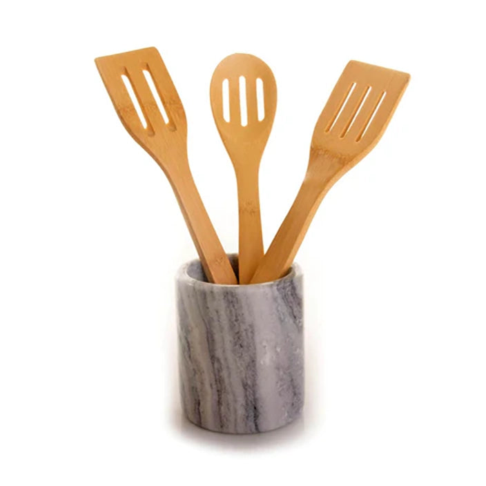 Premium Organic Bamboo Utensils- Set of 6 Wooden Kitchen Tools