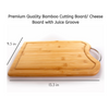 Organic Bamboo Cutting Board With Juice Groove Stainless Steel Handle Reversible Design