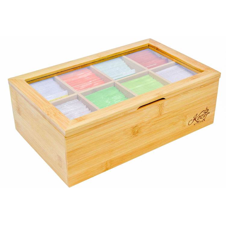 Natural Bamboo Tea Box Storage Organizer – Kozy Sweet Home