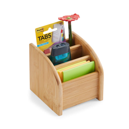 Premium Bamboo Desk Organizer | Mini Desk Storage for Office Supplies | Sustainable Gifts | Father's Day Gifts