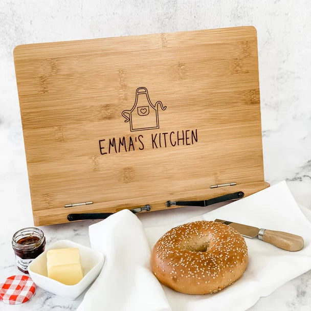 Personalized Premium Bamboo Cookbook Stand | Customized Recipe Stand | Wooden Recipe Holder| Father's Day gift | Housewarming Gift