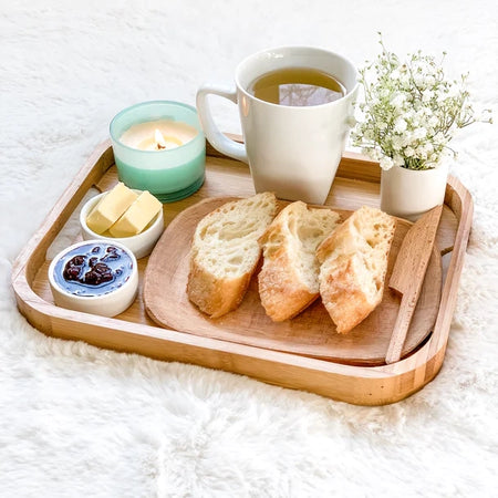 Premium Bamboo Tea Serving Tray Wood Finish